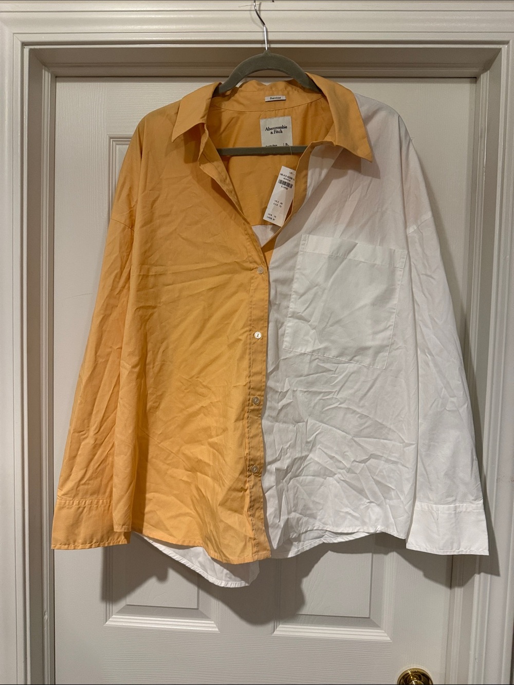 NWT Women’s Abercrombie & Fitch Size XL Two-Tone Orange&White Button-Down Shirt